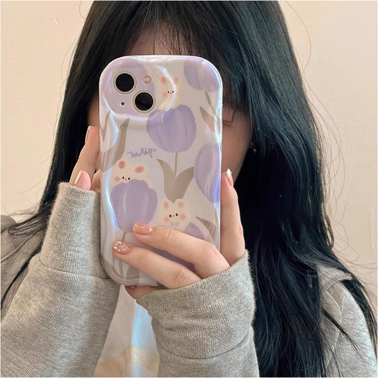 Realme 12 12X 11 11X 10 9 Note 50 C67 C65 C63 C61 C55 C53 C51 C35 C33 C30 C30S C21Y C25Y 8 8i 6 5 pro plus 5G coque esthétique transparente tulipes roses lapins_voghion.com