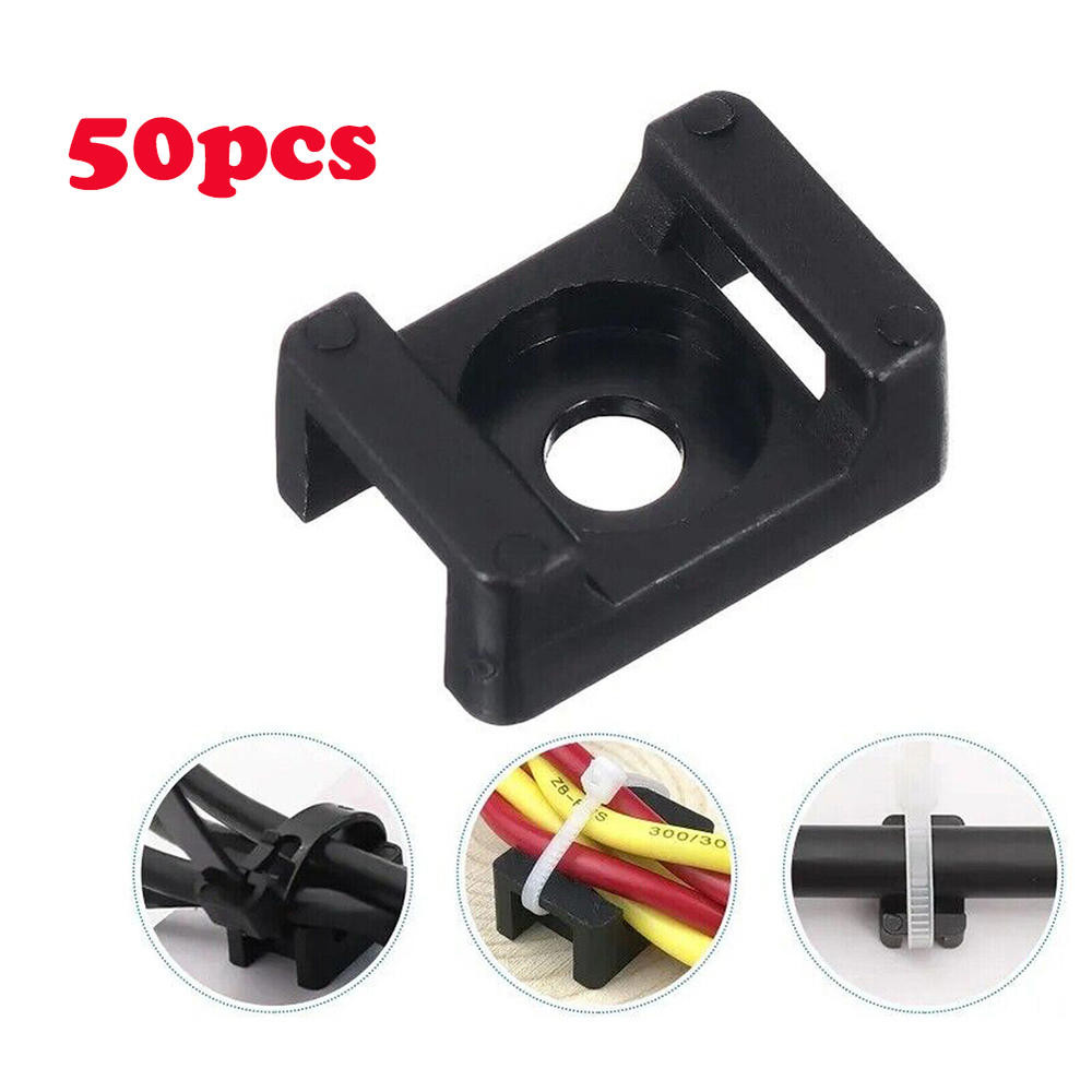 50pcs Cable Zip Ties Base Mount Screw Fixing Wire Holder Organizer ...