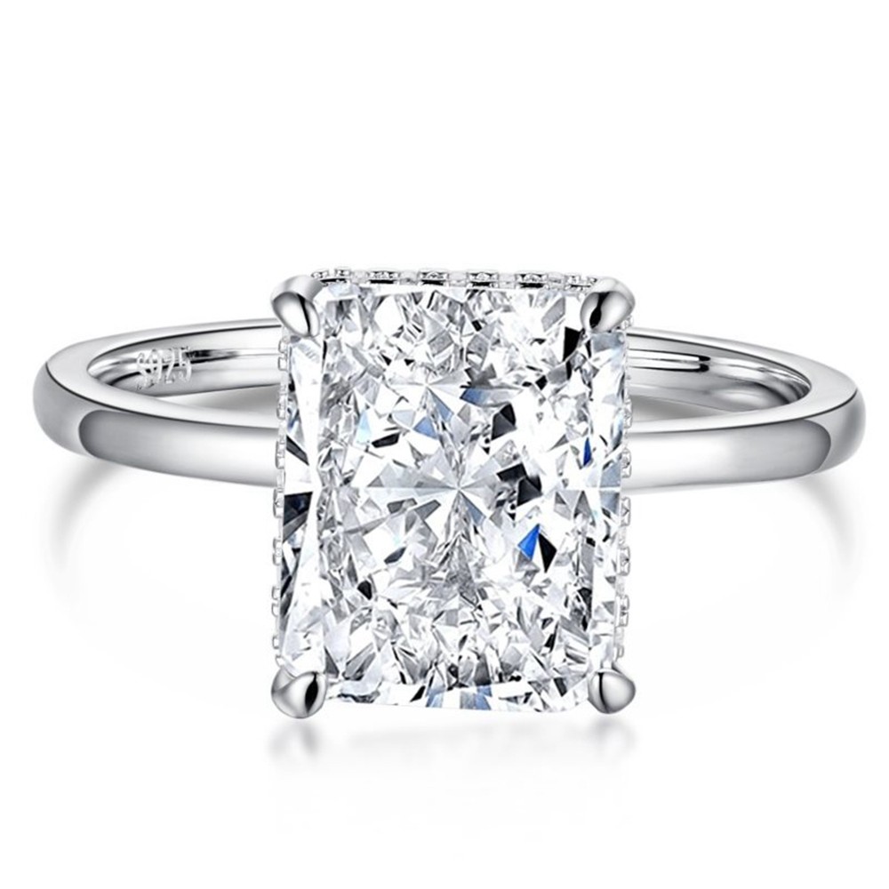 925 Sterling Silver Crushed Ice Cut Lab Sapphire High Carbon Diamonds ...
