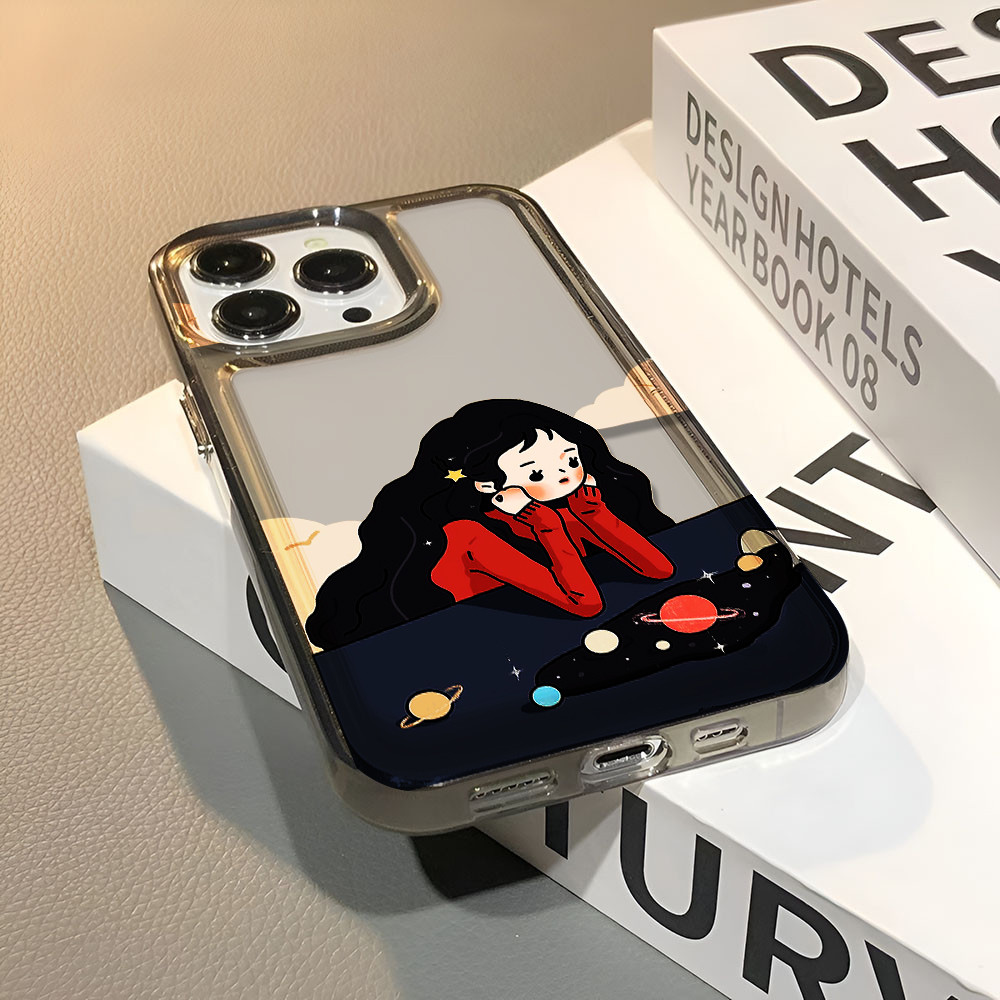 transparent space case for iphone 15promax 14 11 13 12 7Plus X XS Max 8 ...