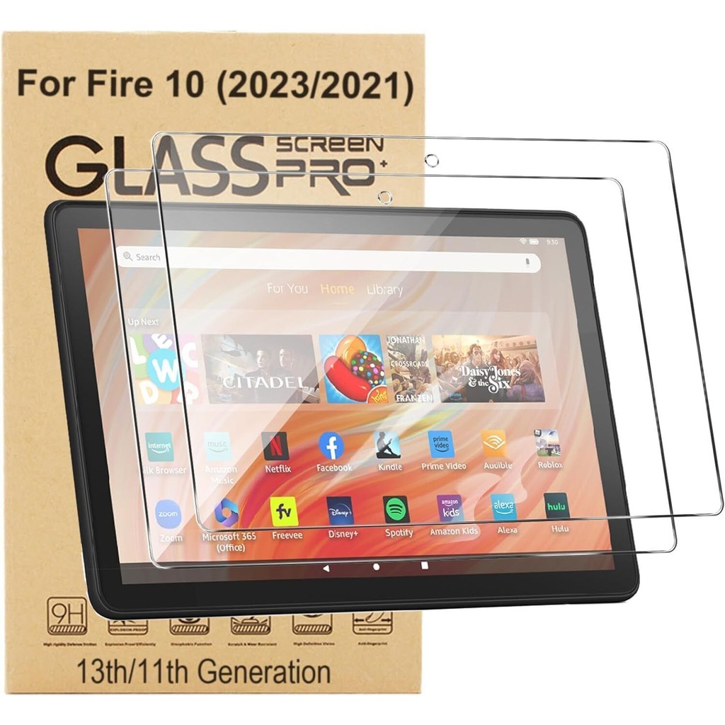 2 Pcs For Amazon Fire HD 10 13th generation 2023 Tempered Glass Screen ...
