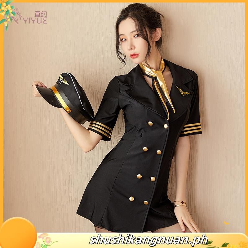 Stewardess Uniform Cosplay Women Flight Attendant Costume Roleplay ...