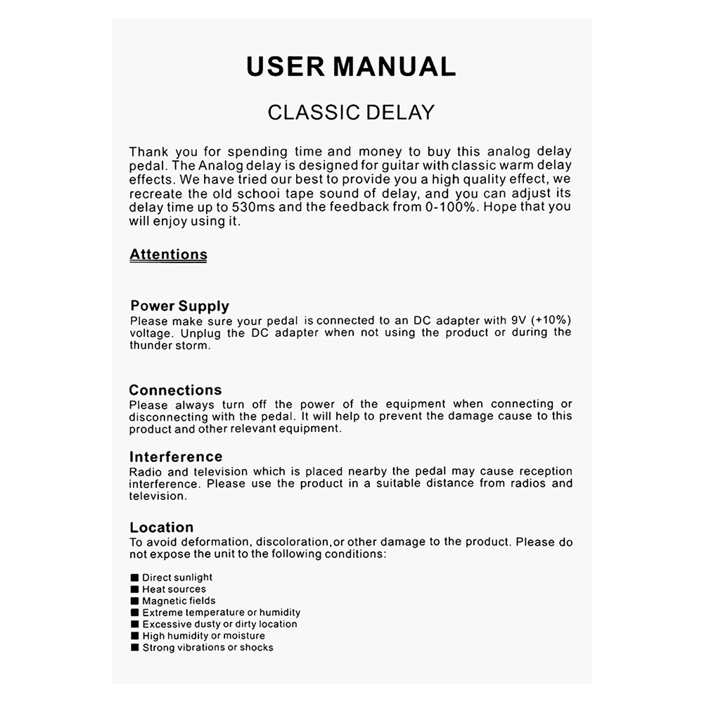 Guitar Delay Effects Pedal Metal Vintage Delay Effect Pedal Processor