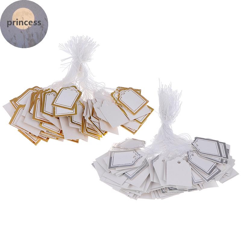 Princes 200Pcs Gold border Label Tie String Ticket Jewelry Merchandise ...