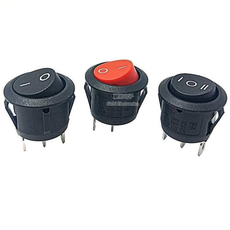 KCD1-105 Round Push Button 2/3 Pin 2/3 Gear Red Black Rocket Switch ...