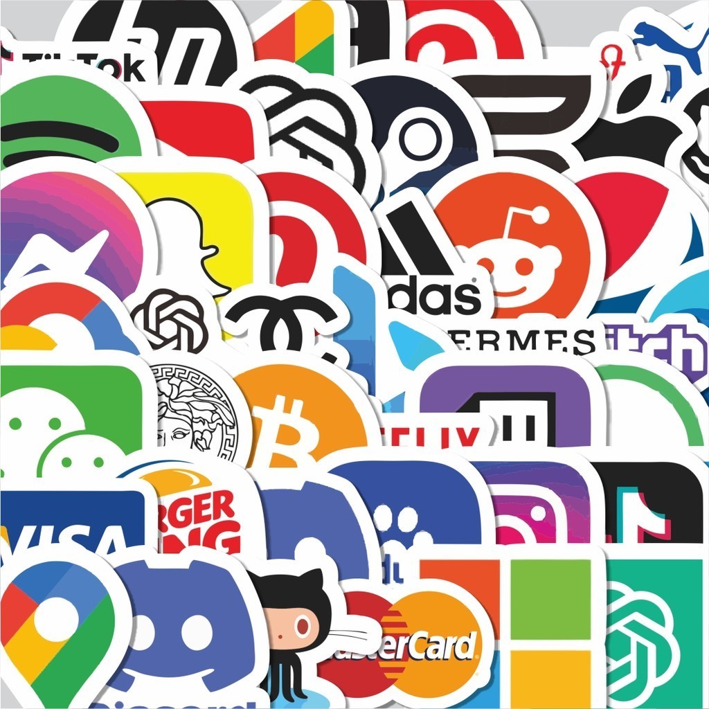 Cutting Pack Stickers, 100Pcs Classic Application Logo Stickers, Cool ...
