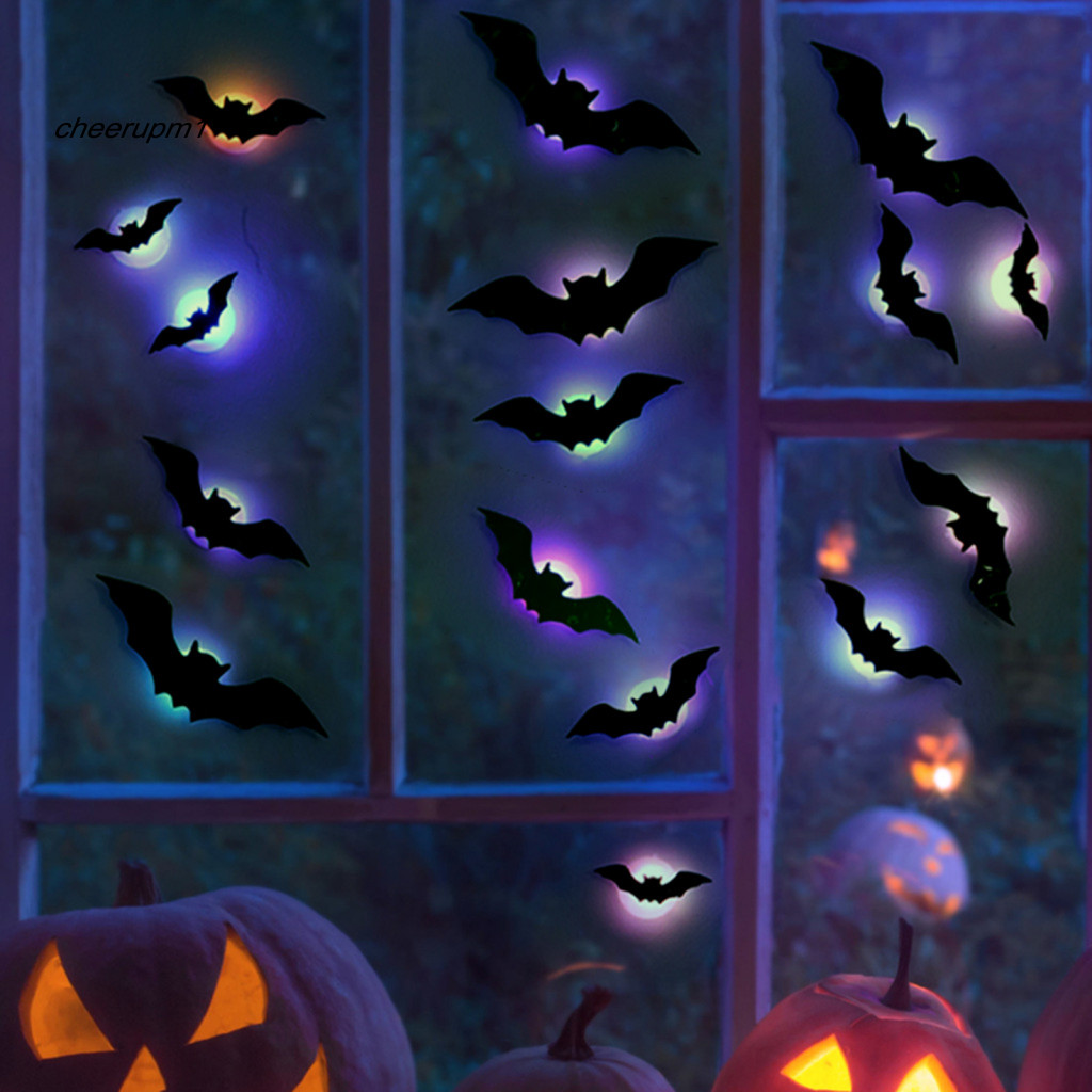 CHEER Halloween Led Bat Lights Halloween Night Light Bats 16 Pcs ...