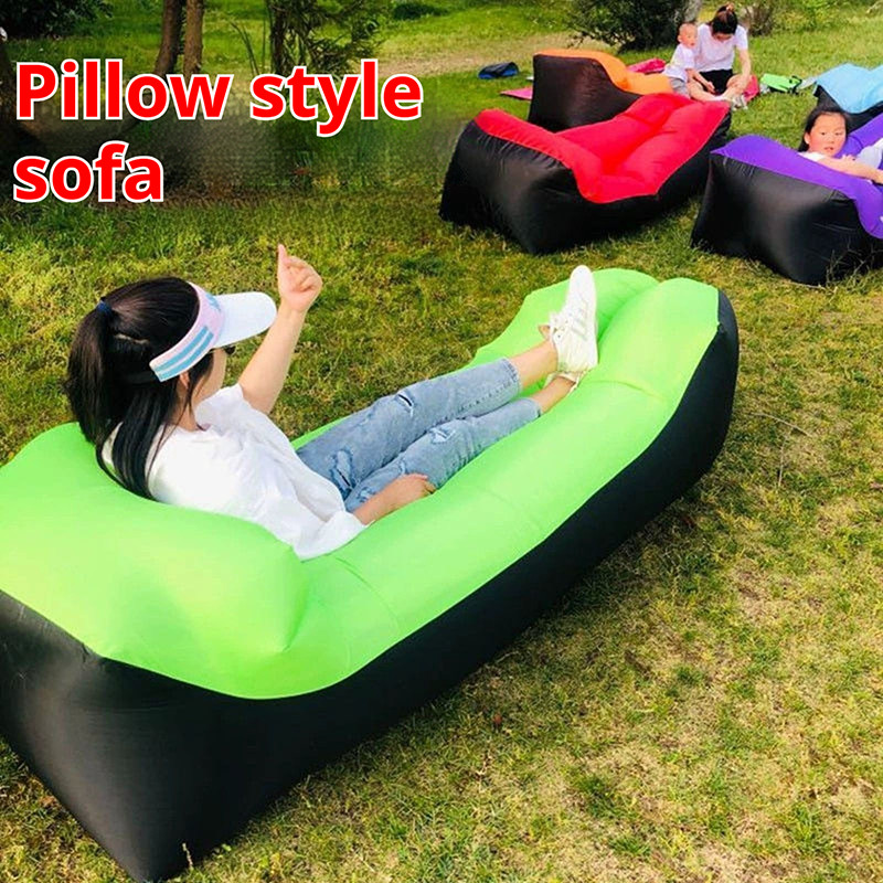 Outdoor Inflatable Banana Bed With Pillow Folding Sofa Beach Air Bed ...