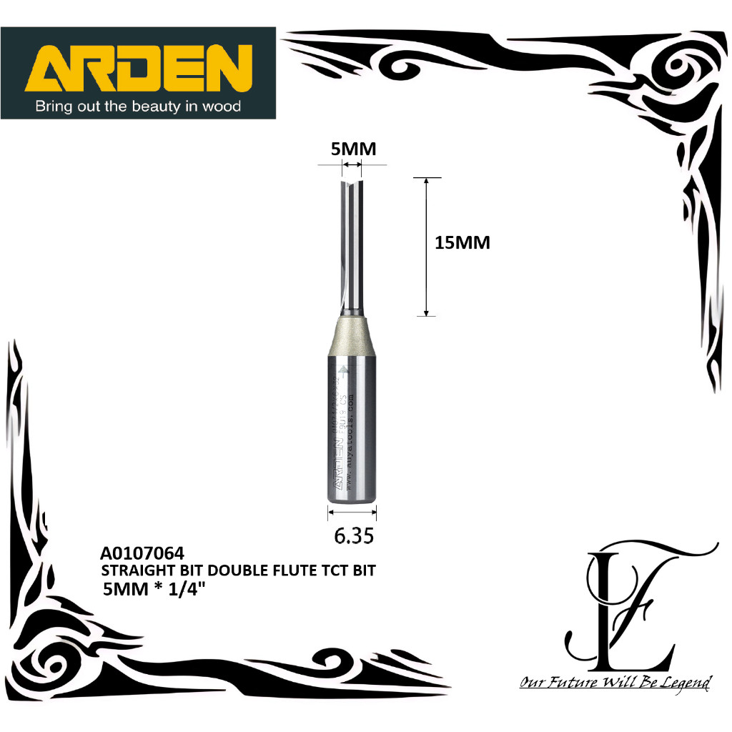 ABRASIVE MALL ARDEN ROUTER BIT A0107064 STRAIGHT BIT DOUBLE FLUTE 5MM ...