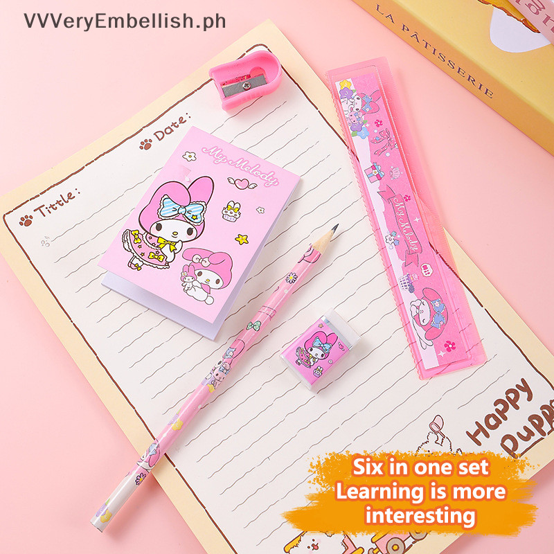 VVVeryEmbellish Cartoon Sanrio Stationary Set Kuromi Melody Pencil