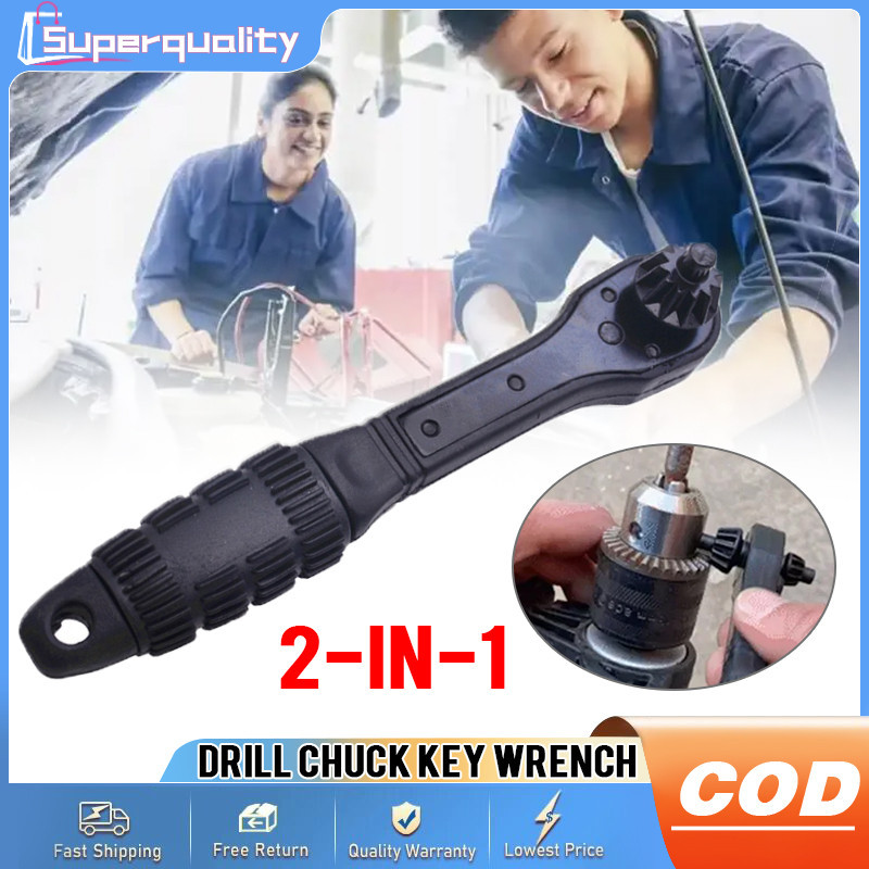 thumbnail image 2 of 2-in-1 Drill Chuck Key Wrench Black Ratchet Dual-use Wrench Spanner Electric Drills And Power Tools I.76727750 2 of 14