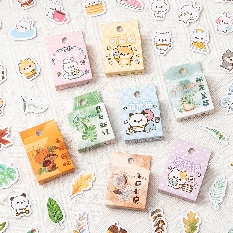 45 Pcs Boxed Cartoon Pet Paradise&Life Puzzle Series Stickers Scrapbook ...