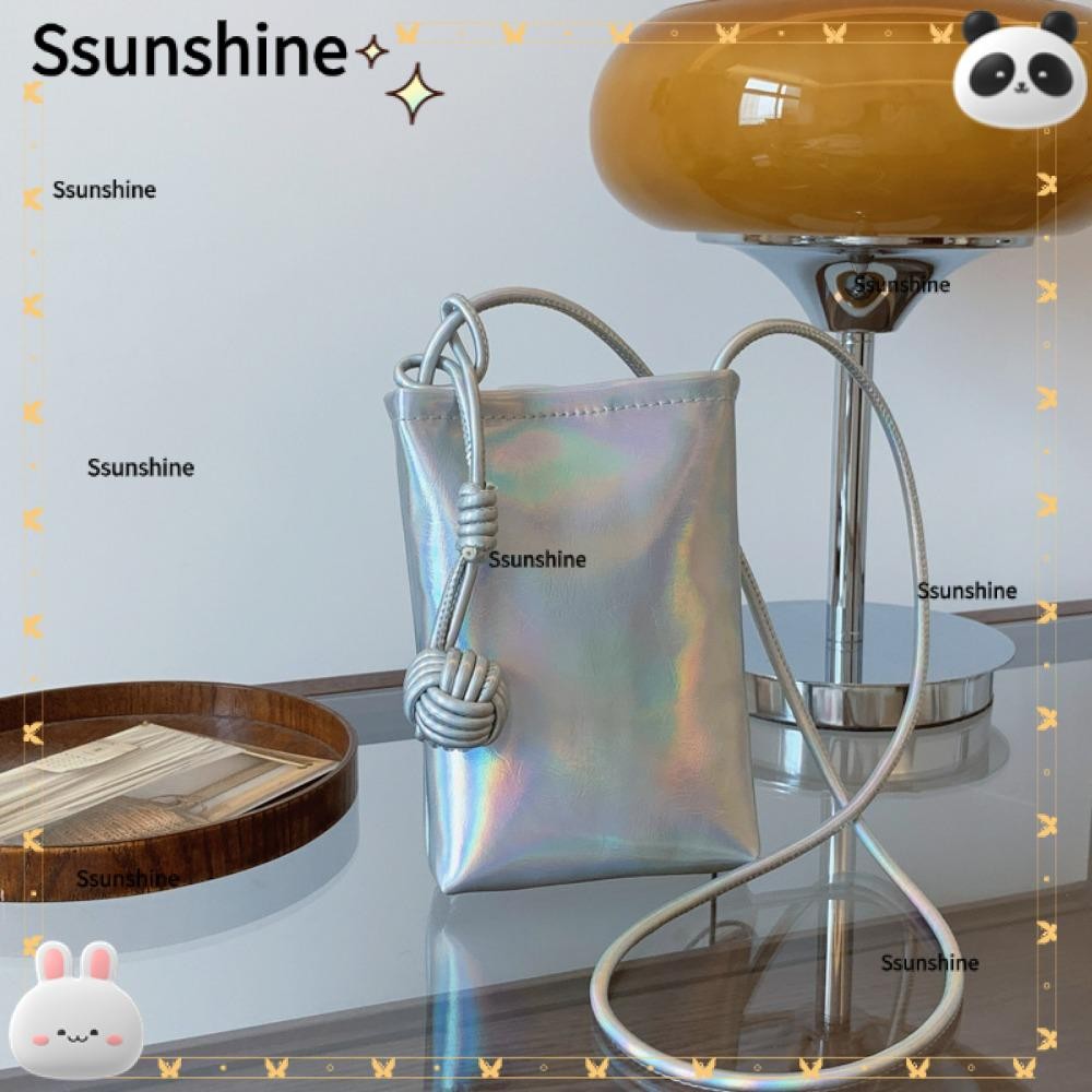 SSUNSHINE Gold Silver Handbags, Korean Mini Shoulder Bags, Y2K Pu