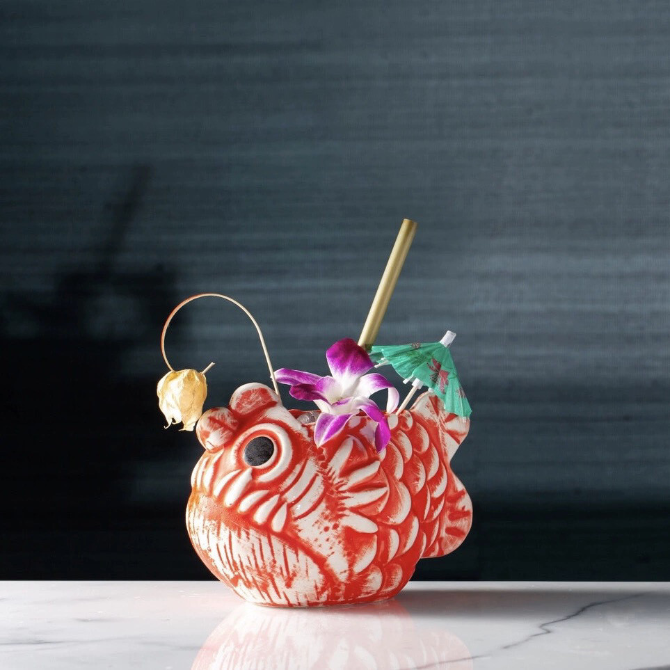 Ceramic Creative Cocktail Glass Bar Red Light Fish TIKI Glass Hawaii