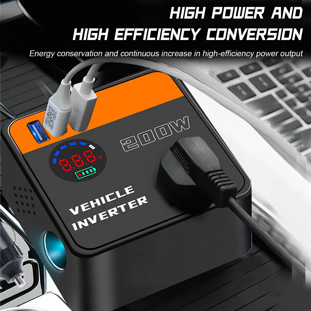 200W Universal Car Power Inverter 12V/24V to 220V Smart Car Power ...