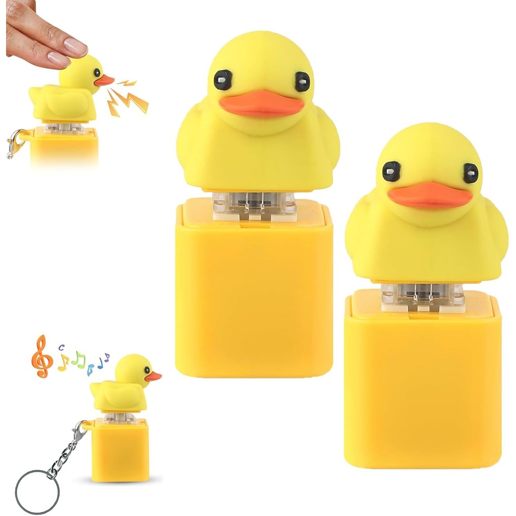 Duck Quacking Fidget Toy Keychain - Fun Fidget Toy Duck Keyboard Keycap ...