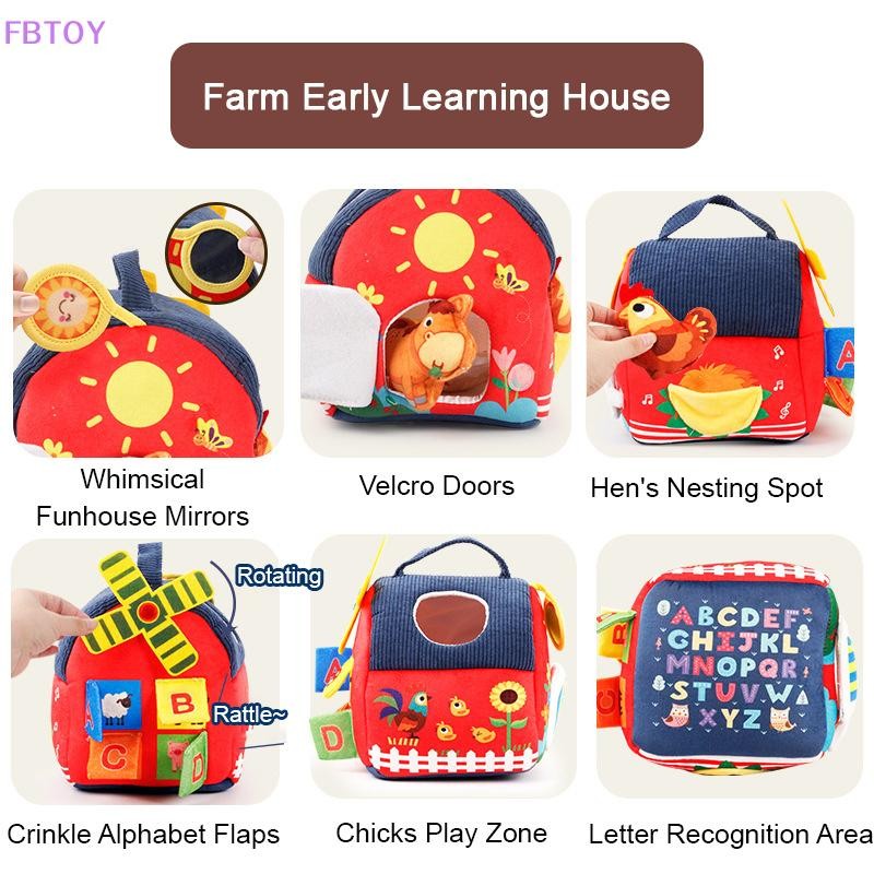 FBTOY Montessori Sensory Farmhouse With Surprise Barn - Plush Animal ...