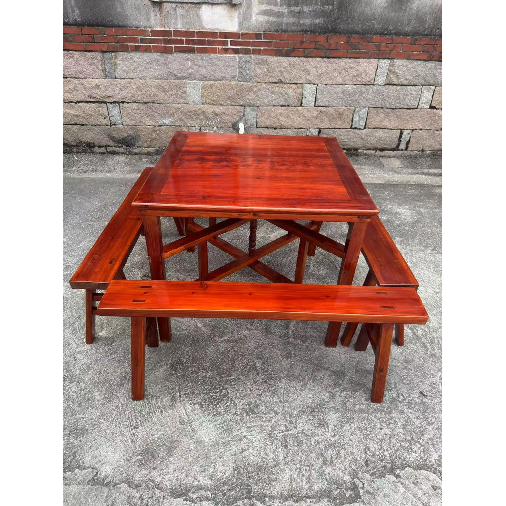 Solid Wood Eight Immortals Table Square Amber Red Foldable Detachable ...