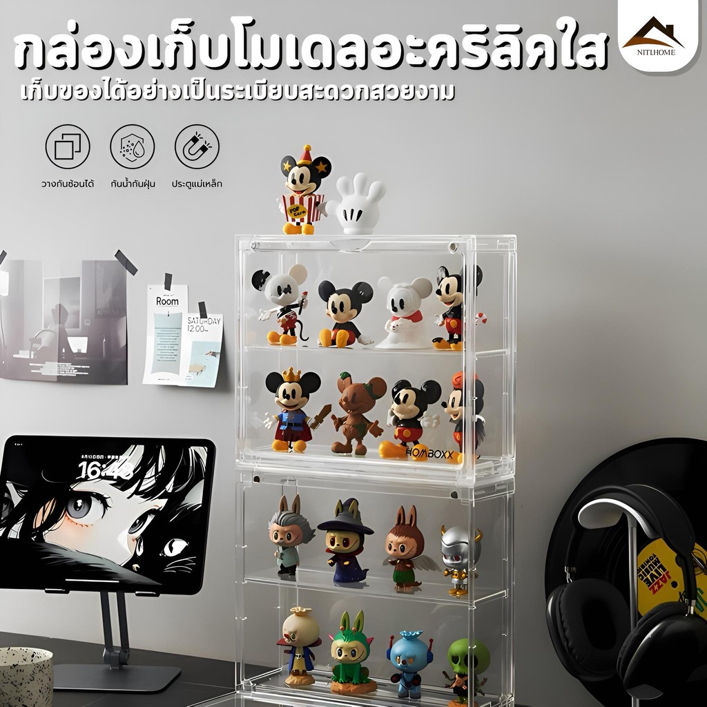 Model Box 2 Layers Clear Acrylic Display Stand Figure Cabinet Doll ...