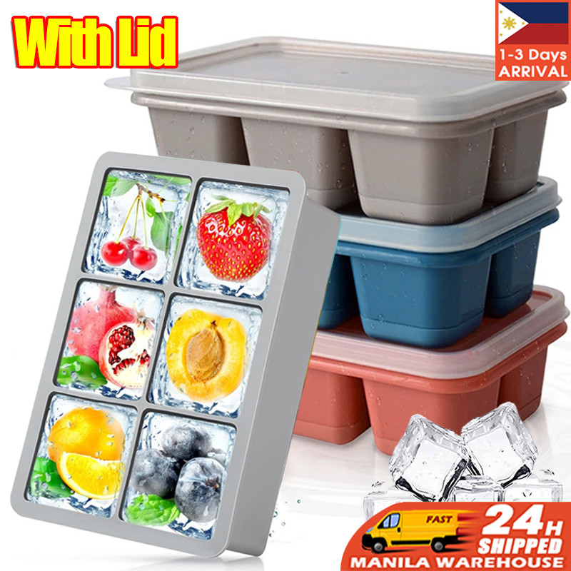 Stackable Silicone Ice Cubes Tray with Lid EasyRelease Ice Cube