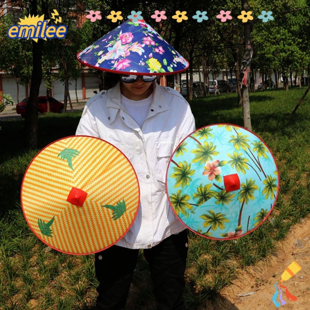 EMILEE Party Sun Hats Bamboo Weaving Adjustable Natural Bamboo Hats Wide Brim Rain Resistant Hat Men Women Outdoor