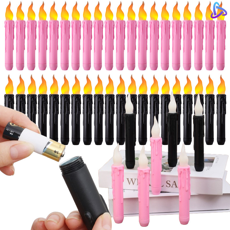 Flameless Taper Wedding Flickering LED Candles with 3D Wick Battery