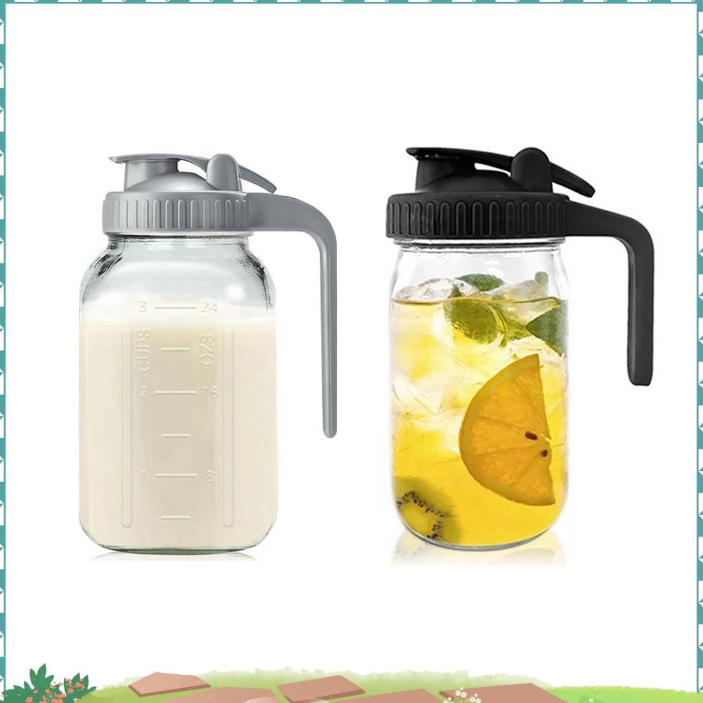 2Pack 32oz Glass Pitcher with LidCreamer Container for Sun Tea, Juice