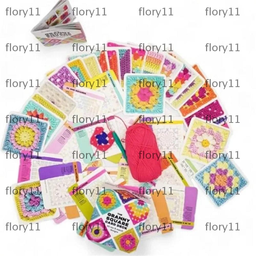 FLORY11 Knitted Pattern Cards Set, Embroidery Thread Wrapping Granny