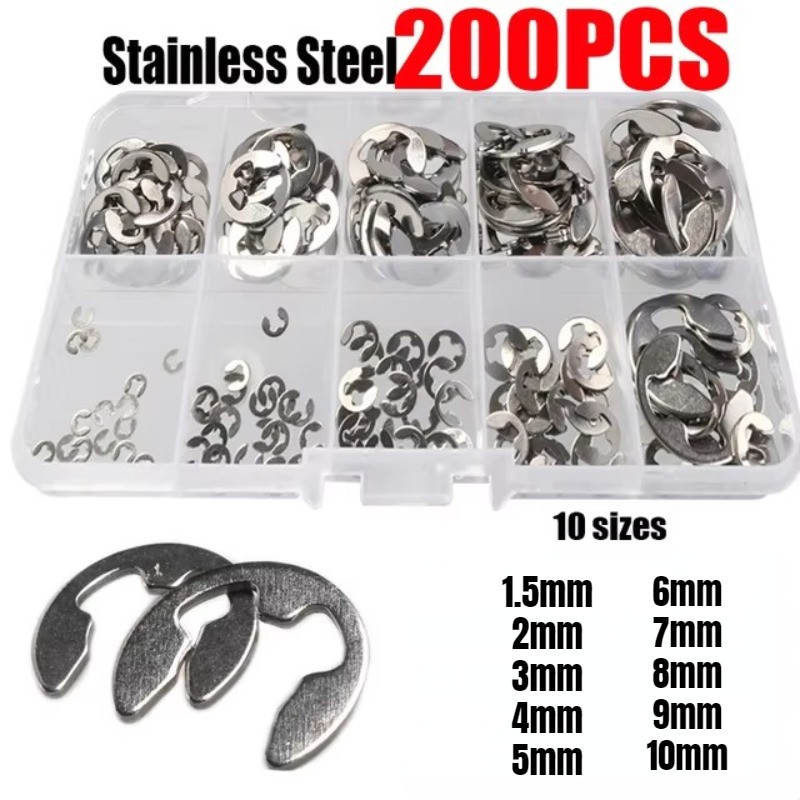 E-Clip Sicherungsringe Edelstahl 316 - 30 Stück M6 Wellenbefestigung