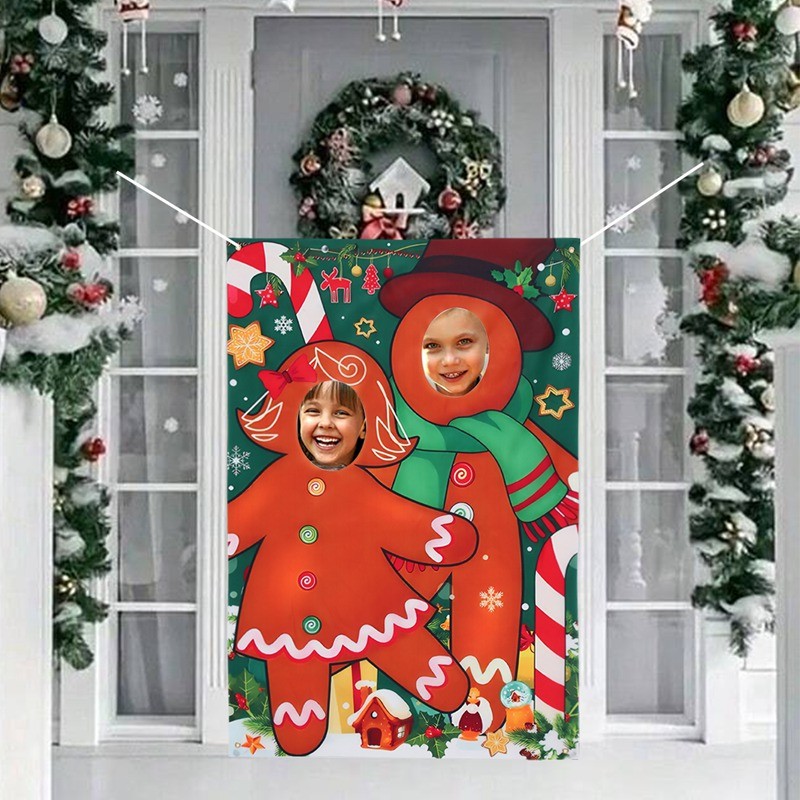 1*1.5M Merry Christmas Photo Props Gingerbread Man Backdrop Family ...