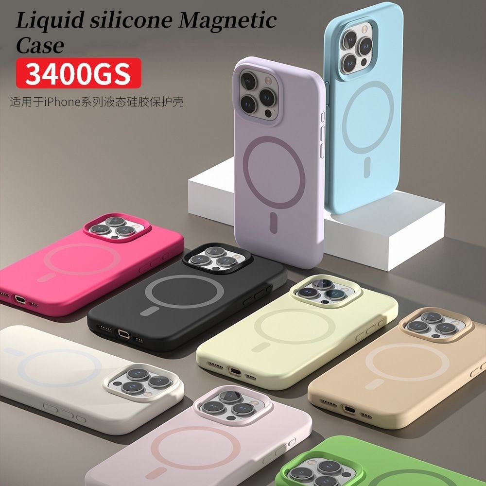 Liquid silicone soft shell phone case Magnetic for iPhone 16 15 14 13 ...