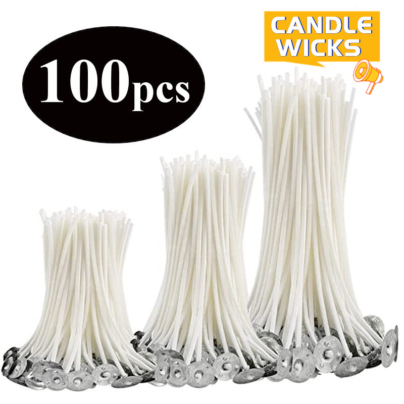 100pcs Candle Wicks Waxed Cotton Set Smokeless Candle Wicks Soy Oil Wax