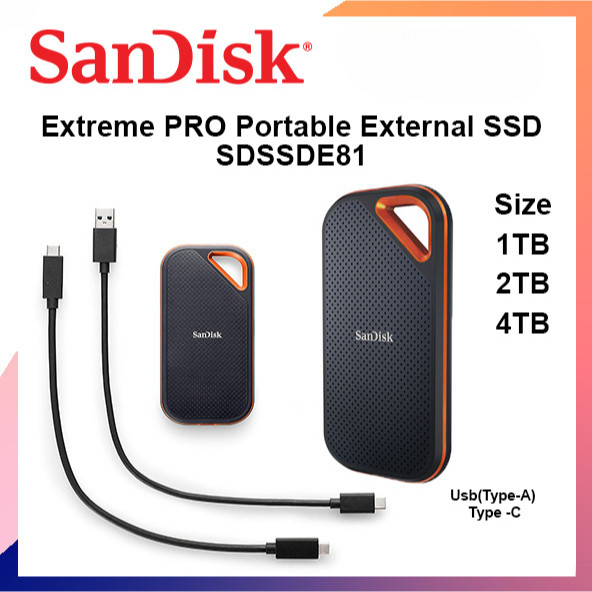 SanDisk E81 1TB I 2TB I 4TB Extreme PRO Portable External SSD Up to