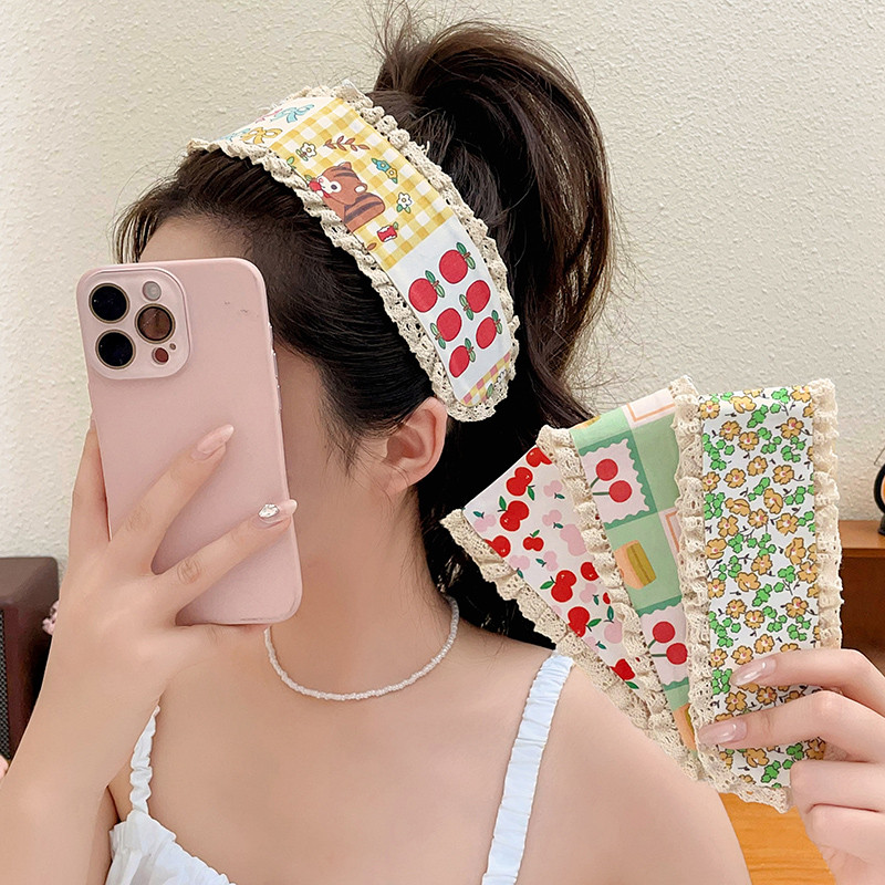 Sweet Floral Knitted Bangs Sticker Cute Girl Magic Sticker Hair Band ...