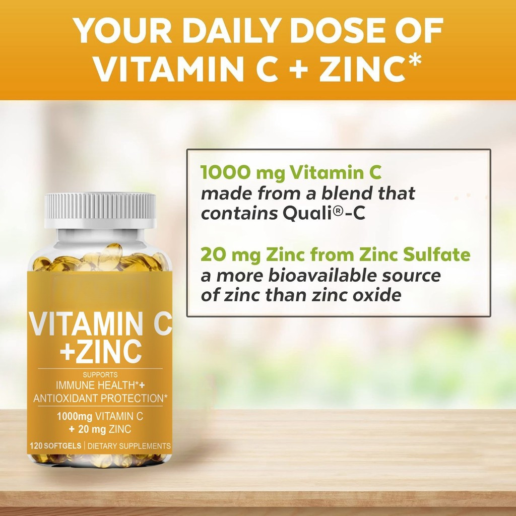 Vitamin C and Zinc capsule Supplement Vitamin C 1000mg with Zinc 20 mg ...