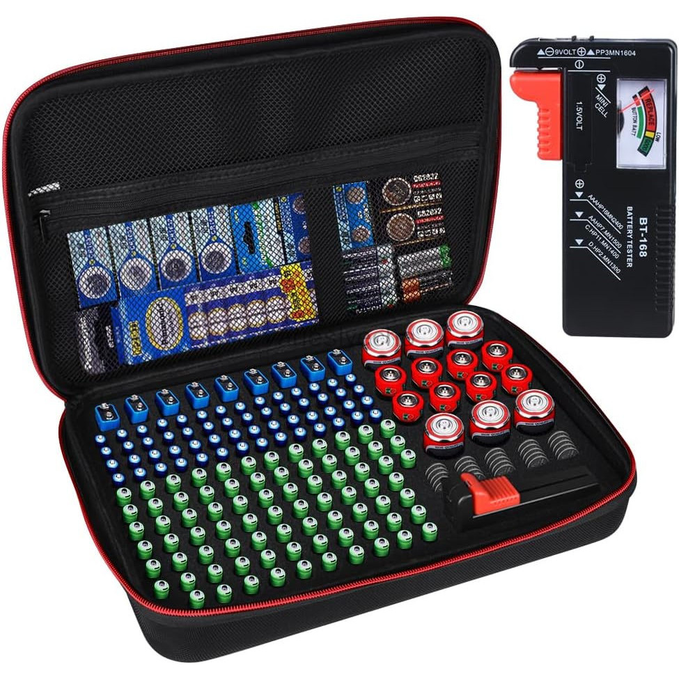 Battery Organizer Storage Box with Tester, Battery Vault Case Fireproof ...