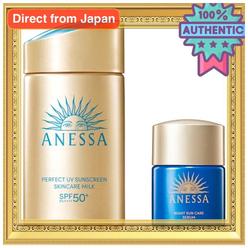 ANESSA Perfect UV Skincare Milk NA Night Sun Care Serum Mini Set 60mL ...