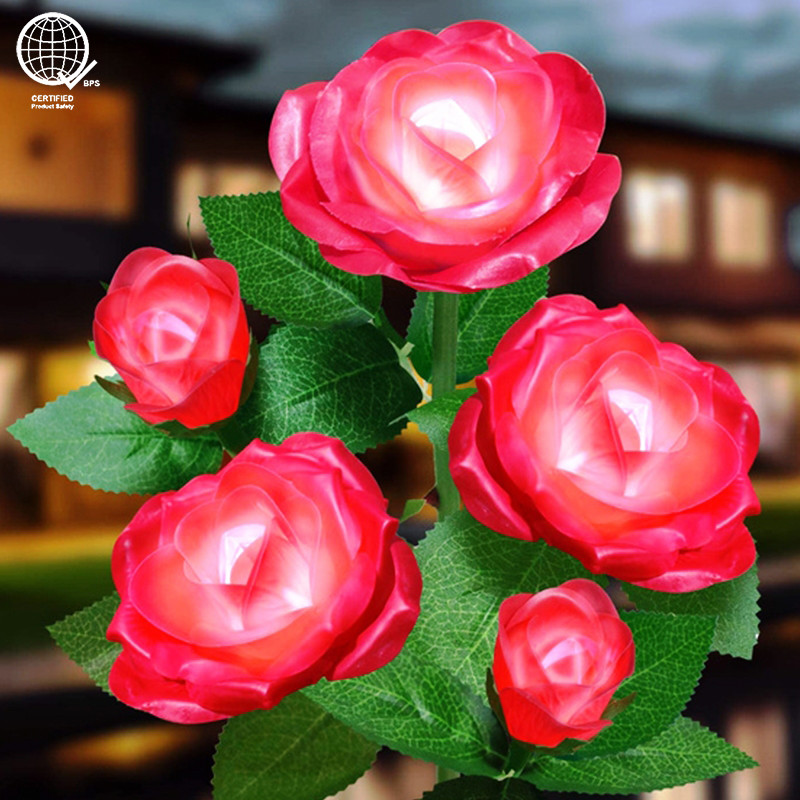 Solar Rose Flower Lights Outdoor , Decorative Landscape Lighting for ...