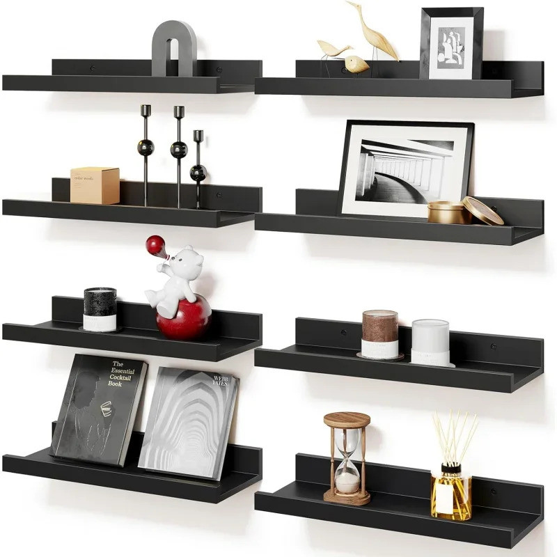 Limited Floating Shelves Wall, Black Set Of 8, Display Shelf Mounted ...