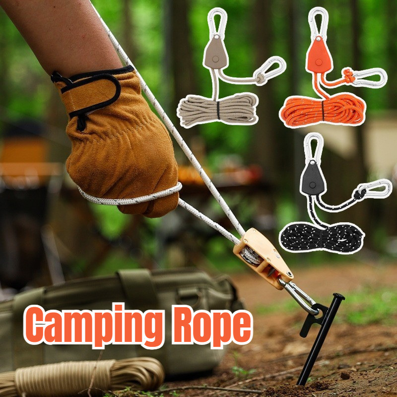 Camping Rope 4M Pulley Adjuster Regulator Fixed Pulley Buckle ...