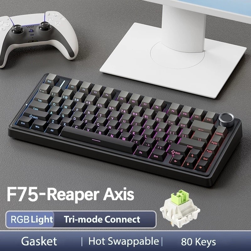 Aula F75 Gaming Mechanical Keyboard 3in1 75% 80 Key RGB Tri-Mode Wired ...