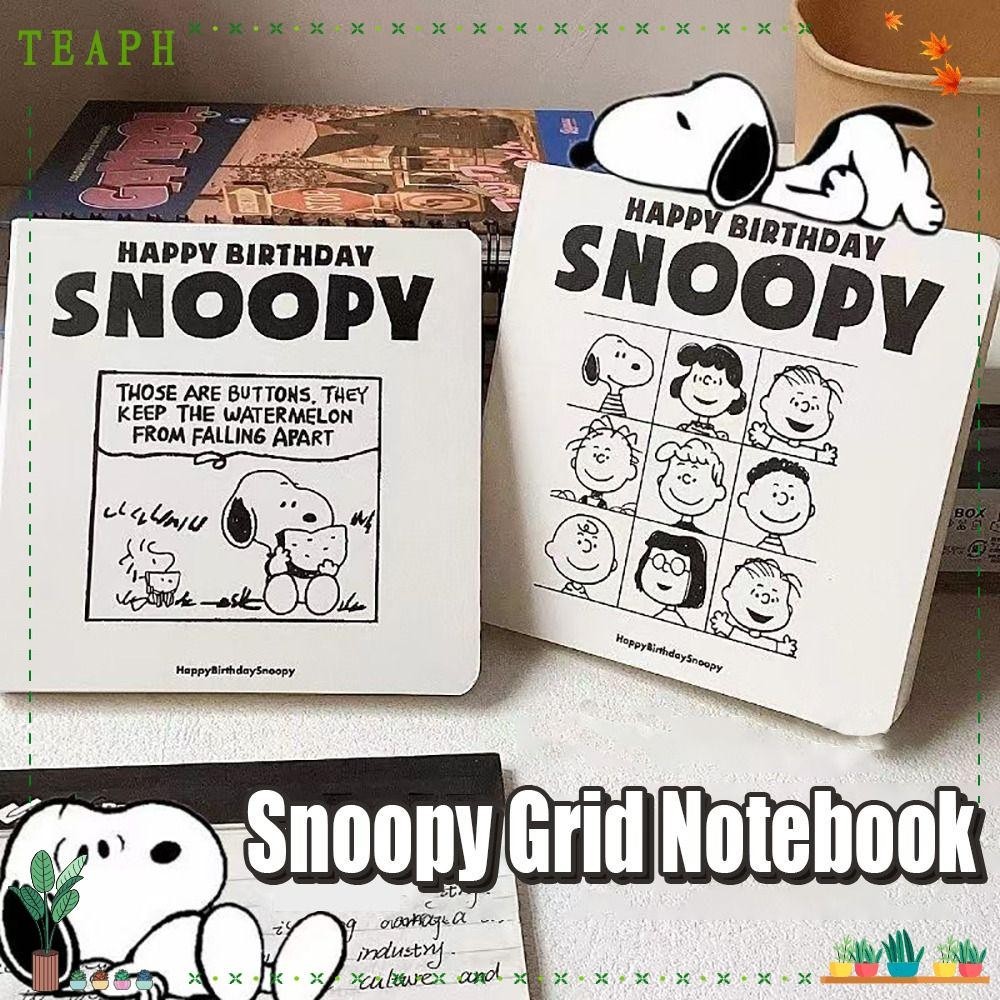 TEAPH Snoopy Notebook, Office/School Grid Inside Paper Grid Notepad ...