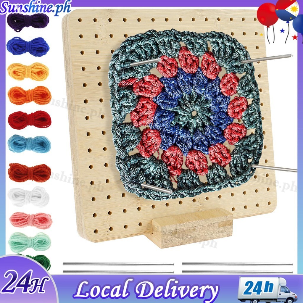 Crochet Blocking Board with 12 Wools Wooden Knitting Crochet Board with