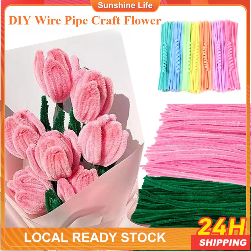 100Pcs Multicolour Fuzzy Wire Chenille Twist Wire For DIY Flower ...