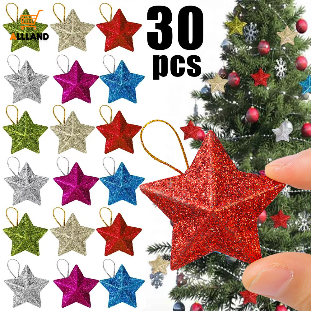 christmas-small-glitter-stars-christmas-tree-hanging-golden-powdered