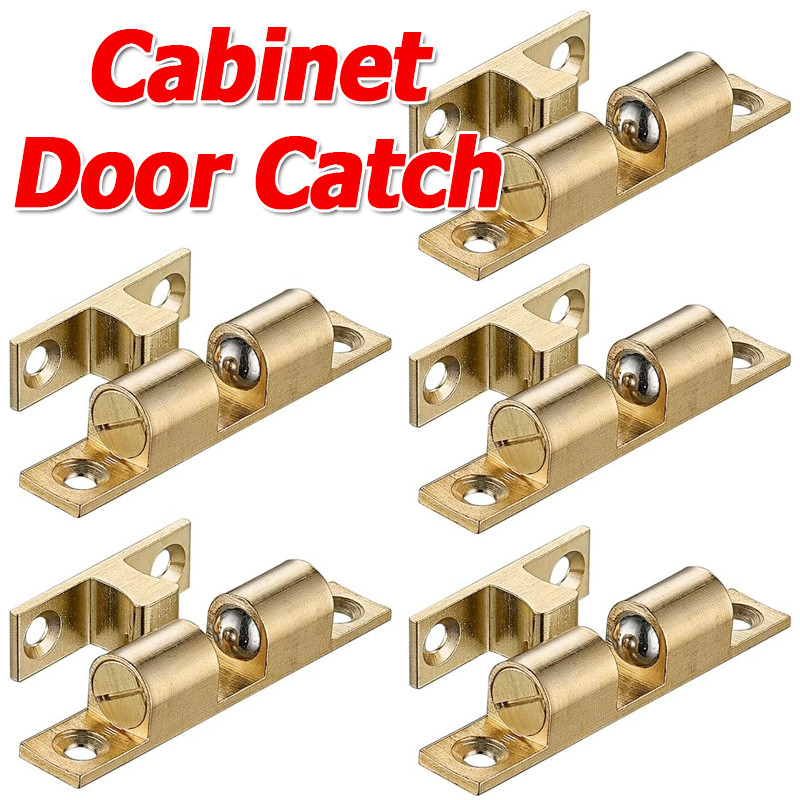 2-Pack Double Ball Roller Catches For Cabinets - 70mm Silver Brass, Hidden Door Latch