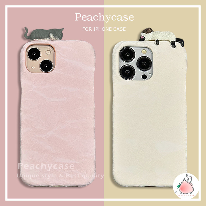 Ready Stock 3D Cute Cat Solid Color Fabric Phone Case Compatible for