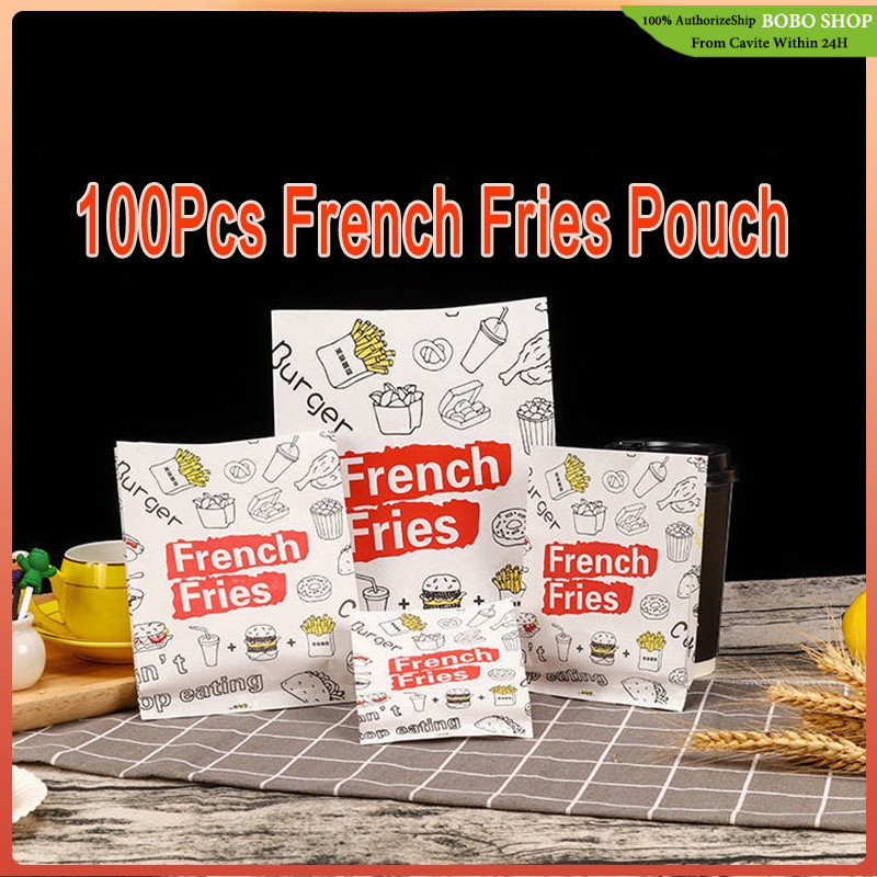100Pcs Fries Paper Holder Fries Pouch Shawarma Burger Wrapper Graham ...