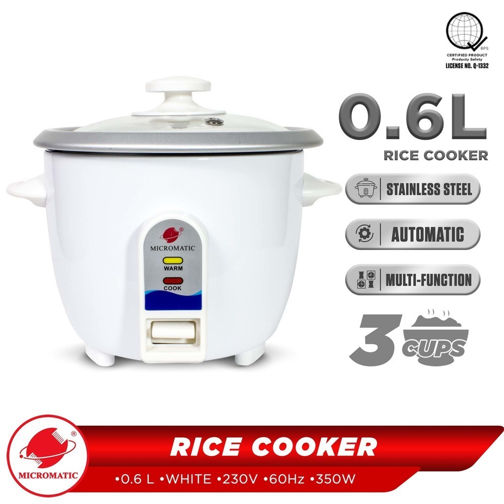 Micromatic Rice Cooker 0.6L (plain white) 350W - Gold Mind | Shopee ...