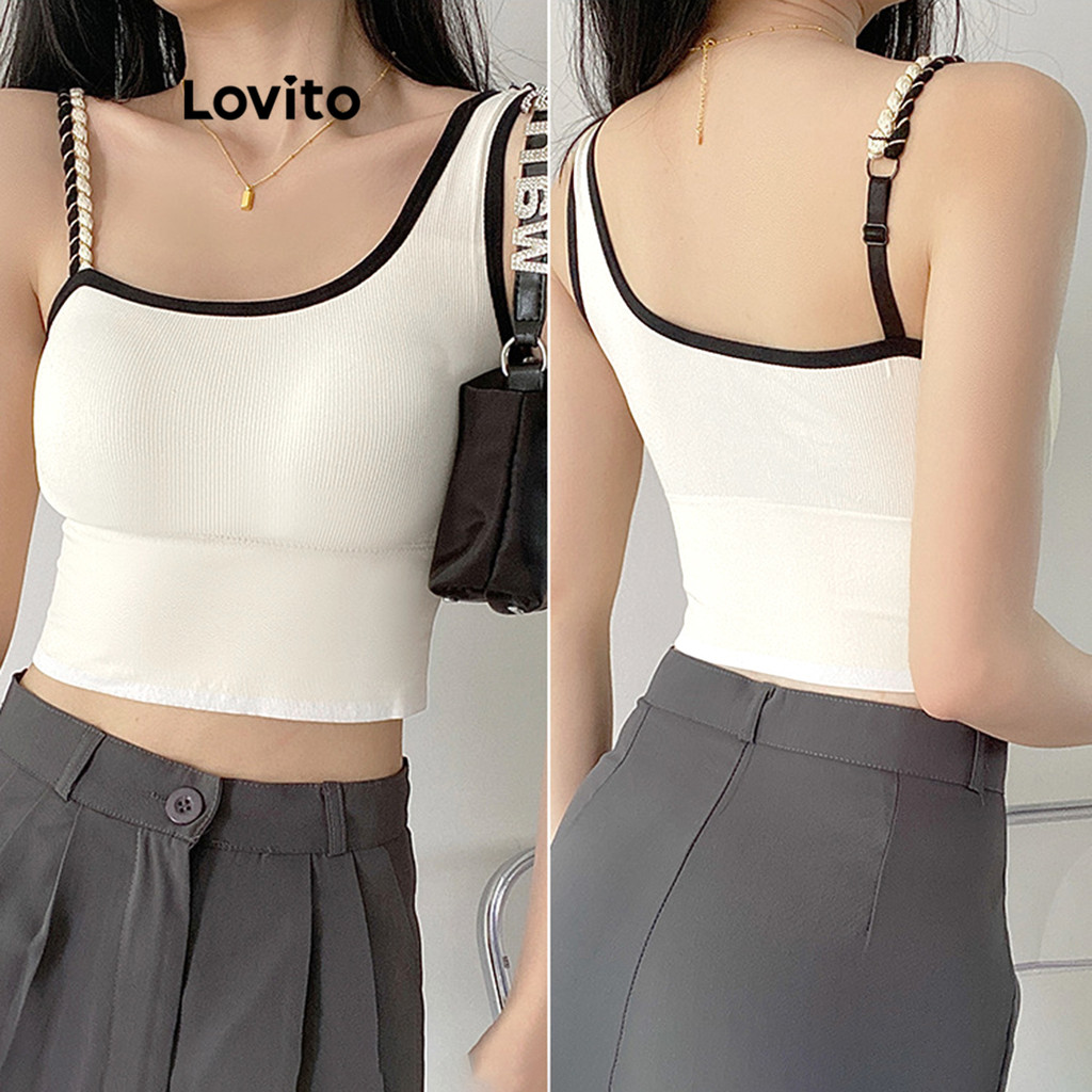 Lovito Women Casual Plain Colorblock Tank Top LNE74591 | Shopee Philippines